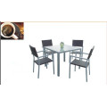 Mobilier en rotin extérieur carré gris avec 5 PCS